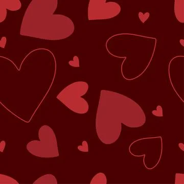 Vector seamless pattern with small red hearts on white backdrop. Valentines d Stock Illustration