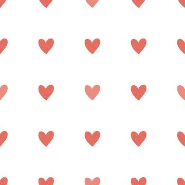 Vector seamless pattern with small red hearts on white backdrop. Valentines d Illustrazione stock