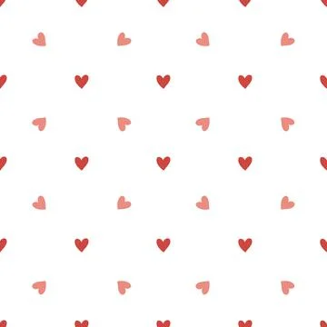 Vector seamless pattern with small red hearts on white backdrop. Valentines d Illustrazione stock