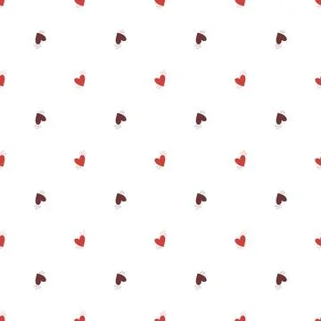 Vector seamless pattern with small red hearts on white backdrop. Valentines d Illustrazione stock