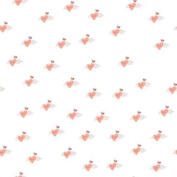 Vector seamless pattern with small red hearts on white backdrop. Valentines d Stock Illustration