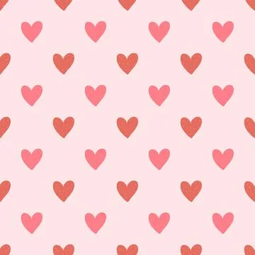 Vector seamless pattern with small red hearts on white backdrop. Valentines d Illustrazione stock