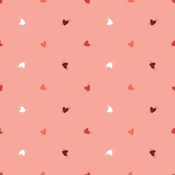 Vector seamless pattern with small red hearts on white backdrop. Valentines d Stock Illustration
