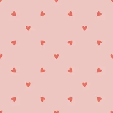 Vector seamless pattern with small red hearts on white backdrop. Valentines d Stock Illustration