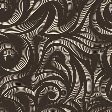 Vector seamless pattern of smooth and broken lines drawn by a beige pen with Stock Illustration