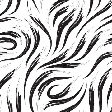 Vector Seamless Pattern Smooth Brush Strokes black White background monochrome Illustration