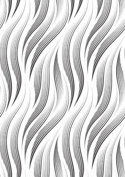 Vector seamless pattern of smooth lines drawn with a black pen or liner isolated Illustrazione stock