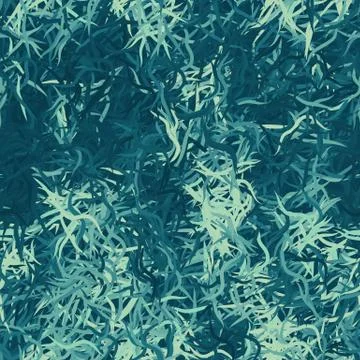 Vector seamless pattern of smooth waves and swirl of marine blue color Stock Illustration