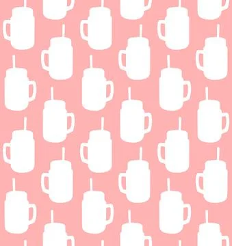 Vector seamless pattern of smoothie silhouette Stock Illustration