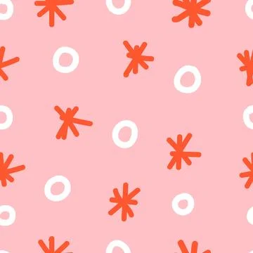 Vector seamless pattern snowflakes and confetti Stock Illustration