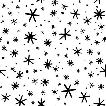 Vector seamless pattern from snowflakes in doodle style. Winter, christmas, n Illustrazione stock