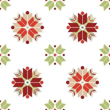 Vector seamless pattern with snowflakes. Geometry nordic pattern in Christmas Stock Illustration