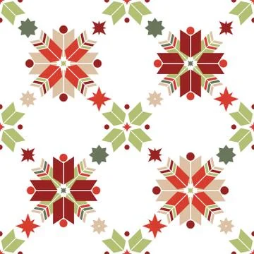 Vector seamless pattern with snowflakes. Geometry nordic pattern in Christmas Stock Illustration
