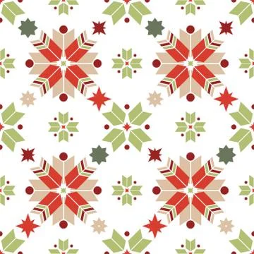 Vector seamless pattern with snowflakes. Geometry nordic pattern in Christmas Stock Illustration