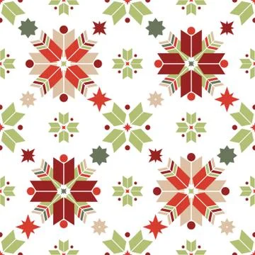 Vector seamless pattern with snowflakes. Geometry nordic pattern in Christmas Stock Illustration