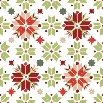 Vector seamless pattern with snowflakes. Geometry nordic pattern in Christmas Stock Illustration
