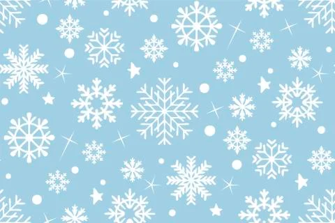 Vector seamless pattern with snowflakes. White snowflakes on a blue background Stock Illustration