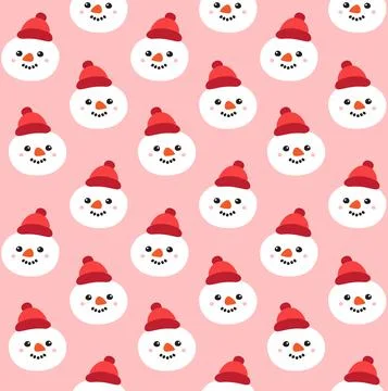 Vector seamless pattern of snowman face Stock Illustration