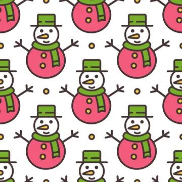 Vector seamless pattern with a snowman Stock Illustration