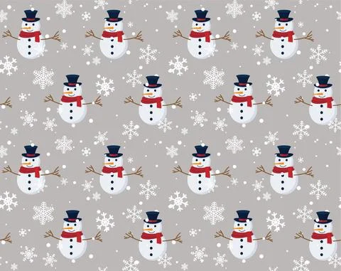 Vector seamless pattern with snowman, snow. Winter simple, stylish Scandinavi Illustrazione stock