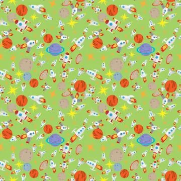Vector seamless pattern of space ships Stockillustratie