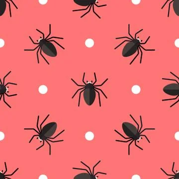 Vector seamless pattern with spiders and circles Stock Illustration