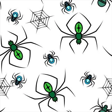 Vector Seamless Pattern Of Spiders And Cobwebs. Pattern For Halloween, Decora Stock Illustration