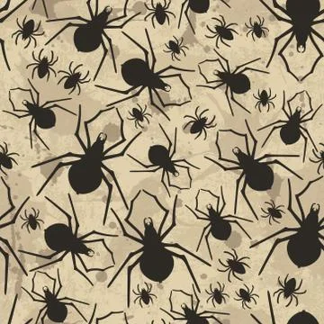 Vector seamless pattern with spiders Stock Illustration