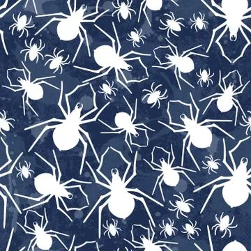 Vector seamless pattern with spiders Stock Illustration