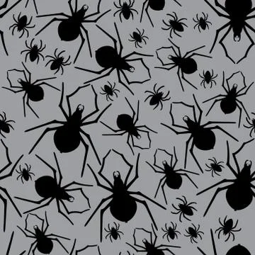 Vector seamless pattern with spiders Stock Illustration
