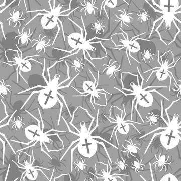 Vector seamless pattern with spiders Stock Illustration