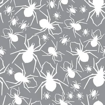 Vector seamless pattern with spiders Stock Illustration