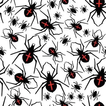 Vector seamless pattern with spiders Stock Illustration