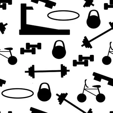 Vector seamless pattern sport, gym equipment Stock Illustration