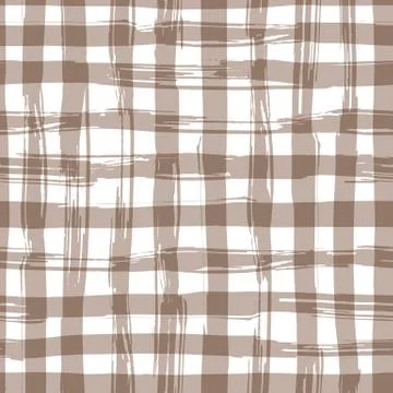 Vector seamless pattern with square hand drawn texture. Brown checkered Illustrazione stock