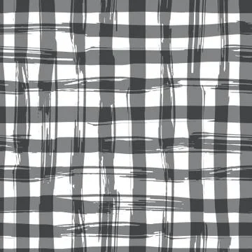 Vector seamless pattern with square hand drawn texture. Black checkered Stock Illustration
