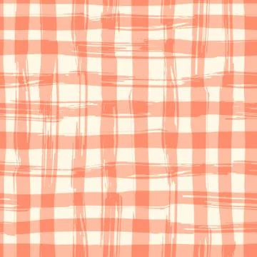 Vector seamless pattern with square hand drawn texture. Red checkered tablecloth Illustrazione stock