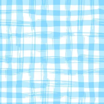 Vector seamless pattern with square hand drawn texture. Blue checkered Stock Illustration