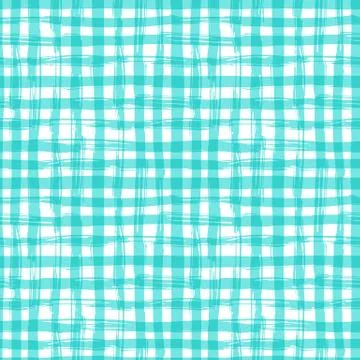 Vector seamless pattern with square hand drawn texture. Aquamarine checkered Stock Illustration