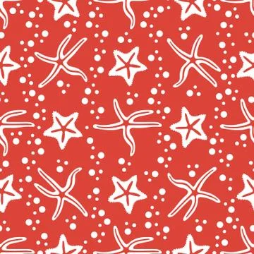 Vector seamless pattern with starfish. Stock Illustration