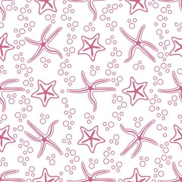 Vector seamless pattern with starfish. Stock Illustration
