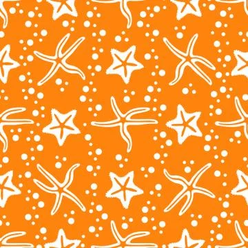 Vector seamless pattern with starfish. Stock Illustration