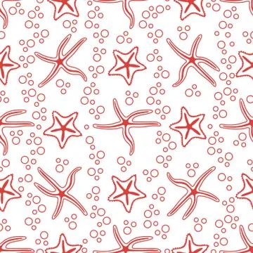 Vector seamless pattern with starfish. Stock Illustration