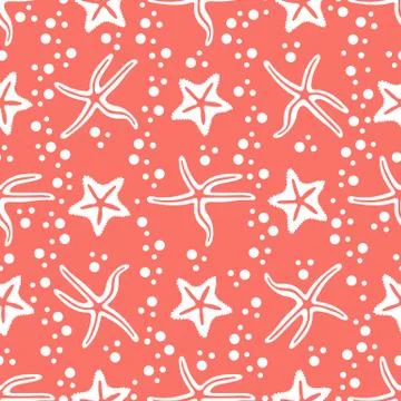 Vector seamless pattern with starfish. Stock Illustration