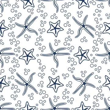 Vector seamless pattern with starfish. Illustrazione stock