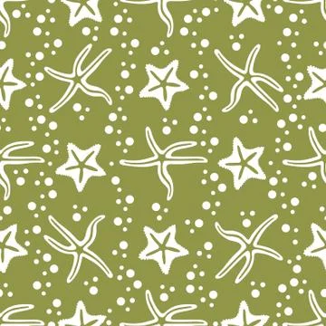 Vector seamless pattern with starfish. Stock Illustration
