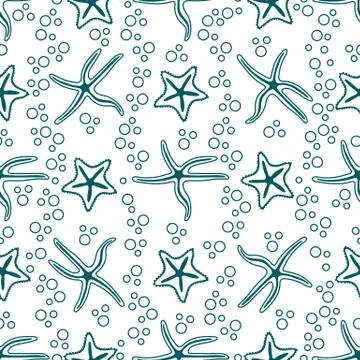 Vector seamless pattern with starfish. Stock Illustration