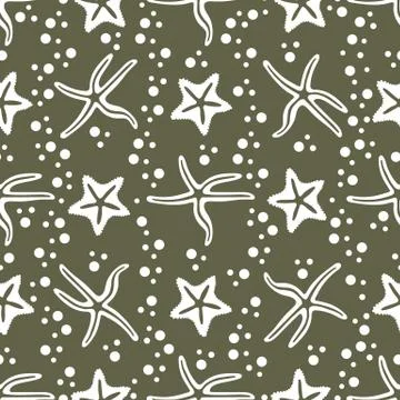 Vector seamless pattern with starfish. Illustrazione stock