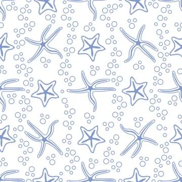 Vector seamless pattern with starfish. Stock Illustration