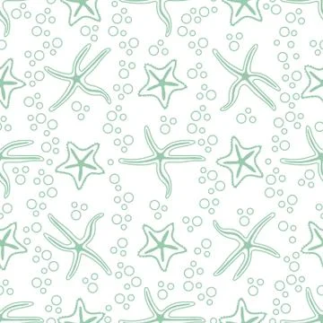 Vector seamless pattern with starfish. Stock Illustration